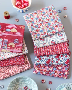 *** PRE SALE *** | Tilda Village Life Fat 1/4 Bundle in Burgundy x 8