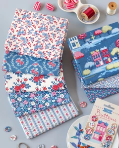 *** PRE SALE *** | Tilda Village Life Fat 1/8th Bundle in Blue x 8