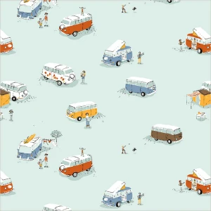 Bus in Aqua | Favorites by Heather Ross | per 10cm