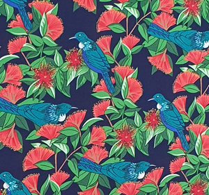 Tūī & Pōhutukawa in Navy | Kiwiana | per 10cm