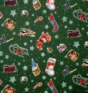 A Day in the Life of Santa - Tossed Toys Green 1/2 Metre Length A Day in the Life of Santa - Tossed Toys Green 1/2 Metre Length
