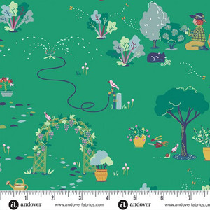 Nora's Garden in Green | Nora's Garden by Shauna Doris | per quarter metre Nora's Garden in Green | Nora's Garden by Shauna Doris | per quarter metre