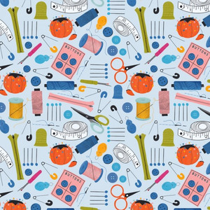 Sewing Bag in Blue | Purrfect Stitches by Mel Armstrong |  per 10cm