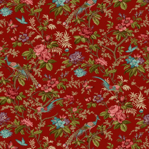 Bucklebury Chintz by Michelle Yeo | Bird Print Red | per 10cm Bucklebury Chintz by Michelle Yeo | Bird Print Red | per 10cm