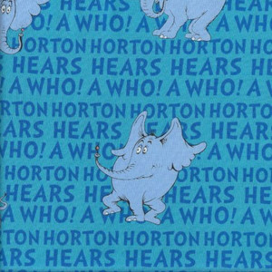 Horton Hears a Who in Blue | Dr Seuss for Robert Kaufman | per 10cm Horton Hears a Who in Blue | Dr Seuss for Robert Kaufman | per 10cm