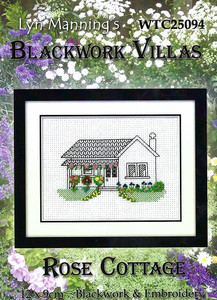 Rose Cottage Blackwork and Embroidery Kit | Blackwork Villas by Lyn Manning Rose Cottage Blackwork and Embroidery Kit | Blackwork Villas by Lyn Manning