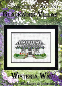 Wisteria Way Blackwork and Embroidery Kit | Blackwork Villas by Lyn Manning Wisteria Way Blackwork and Embroidery Kit | Blackwork Villas by Lyn Manning