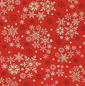 Gold and White Snowflakes on Red | Winter Wonderland | per 10cm by Gold and White Snowflakes on Red | Winter Wonderland | per 10cm by