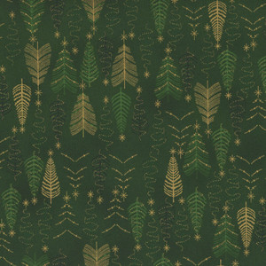 Gold and Green Trees on Green | We Love Christmas by Stof | per 10cm Gold and Green Trees on Green | We Love Christmas by Stof | per 10cm
