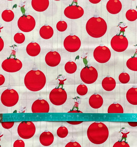 Christmas Mice and Ornaments on Cream | Not Even a Mouse in Cream by Cary Phillips | per 10cm