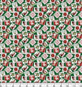 Stamps in Green Multi | Letters to Santa by Simon Treadwell | per 10cm Stamps in Green Multi | Letters to Santa by Simon Treadwell | per 10cm