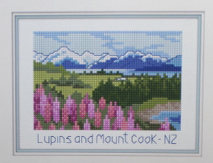 Lupins and Mt Cook Cross Stitch Kit | Lyn Manning
