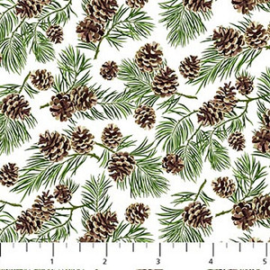 Pine Cones on White | Beary Merry Christmas by Deborah Edwards | per 10cm Pine Cones on White | Beary Merry Christmas by Deborah Edwards | per 10cm