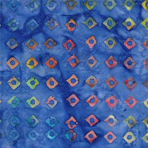 Discs in Multi on Blue | Island Hopping Batik | per 10cm