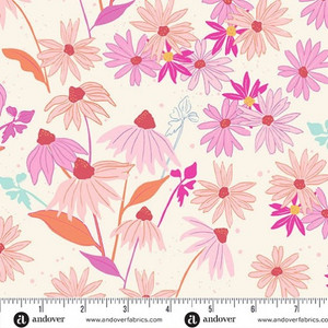 Echinacea in Cream | Petals and Stitches by Stephanie Organes | per 10cm Echinacea in Cream | Petals and Stitches by Stephanie Organes | per 10cm