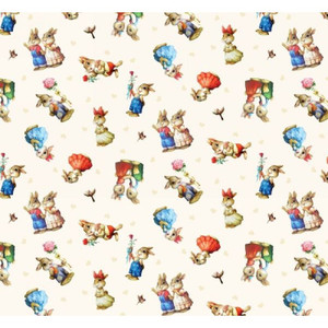 Tossed Bunnies in Cream | Novelty Fabric by Elizabeth Studio | per 10cm