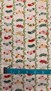 Christmas Stockings in Cream | X'mas by Handworks Fabric | per 10cm Christmas Stockings in Cream | X'mas by Handworks Fabric | per 10cm