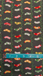 Christmas Stockings in Black | X'mas by Handworks Fabric | per 10cm Christmas Stockings in Black | X'mas by Handworks Fabric | per 10cm