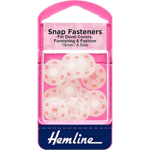 Snap Fasteners 15 mm x 6 sets in White