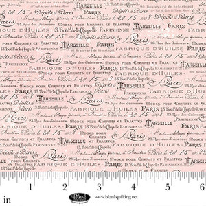 Script in Light Pink | Parisian Snippets by Blank Quilting | per 10cm