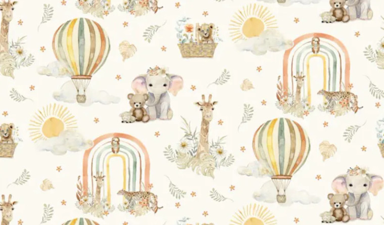 Wild Animal Allover White | Mini Menagerie by Audrey Jeanne Roberts | per 10 cm