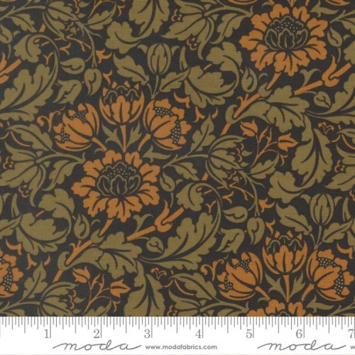 Flowering Scroll in Ebony | Morris Muse by Barbara Brackman | per 10 cm