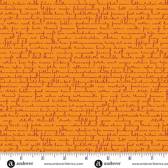 Quilty Words in Tangerine | Scrawl by Giucy Giuce | per 10cm