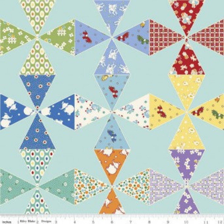 Toy chest 2 Aqua Triangles | Penny Rose | per 50cm