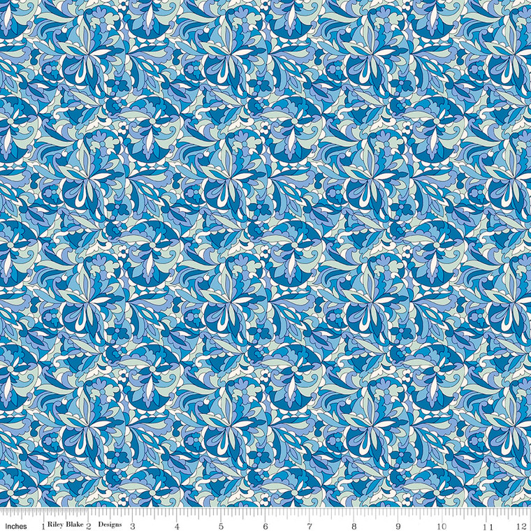 Swirling Kaleidoscope in Blue | Summer Fair by Liberty | per 10cm
