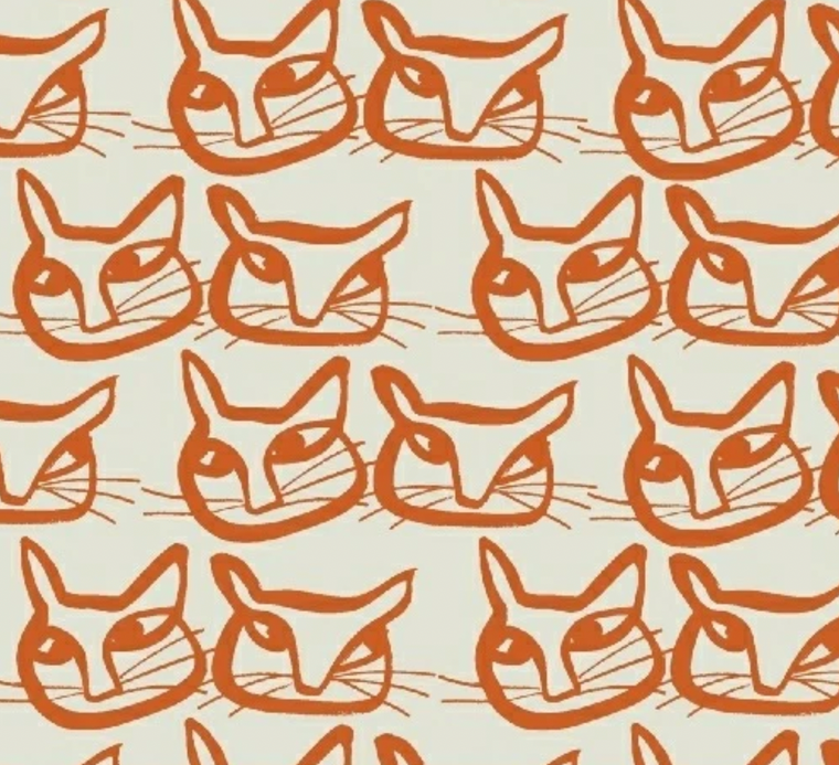 Hemma Orange Cats | Lotta Jansdotter by Windham Fabrics | per 10 cm
