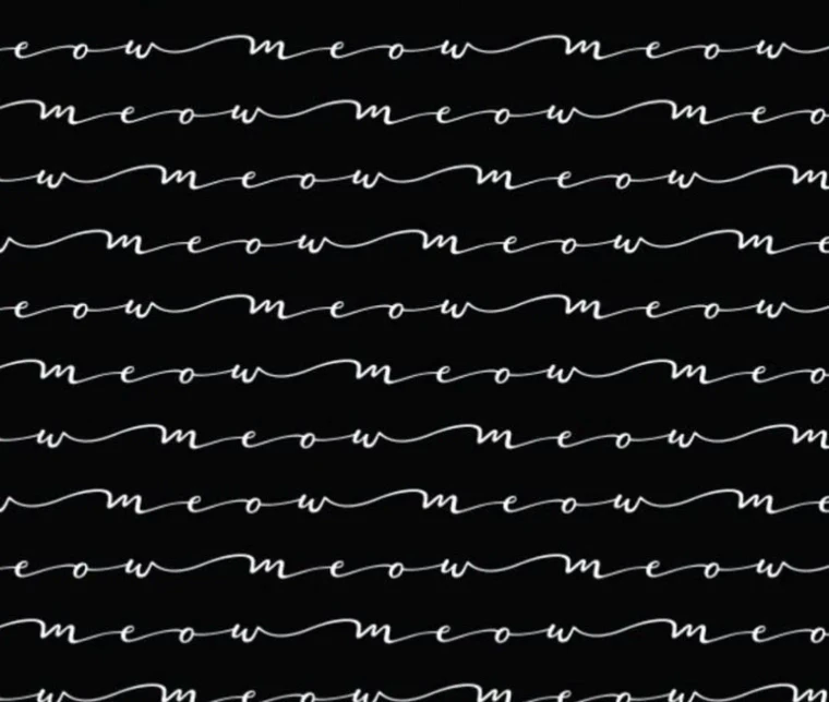 Meow Script in Black | Moda | per 10cm