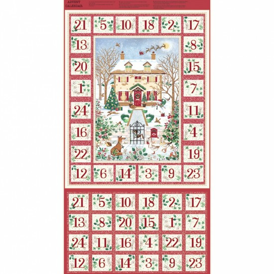Country Christas Advent Panel in Red | Makower Uk by Andover Fabrics