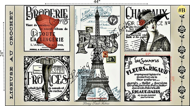 Couturiere Parisienne Panel in Cream | Janet Wecker Frisch | per 60cm panel