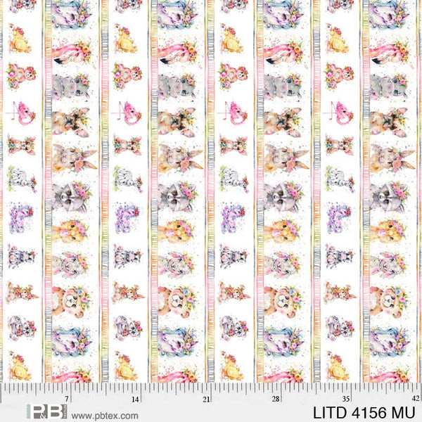 Little Darlings Safari Border Print in White | Sillier than Sally by P&B Textiles | per 10cm
