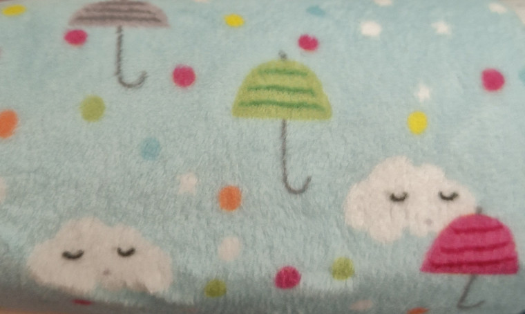 LUCKY LAST PIECE Minky Rainy Day Brollies in Blue | per 65cm