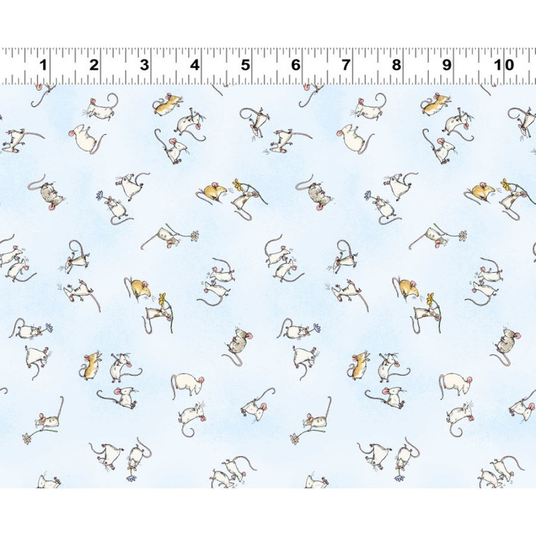 Mouseplay by Anita Jeram | Baby Mice in Pale Blue | per 10cm