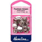 Hemline 11mm Fashion Snaps in Silver | 6 sets