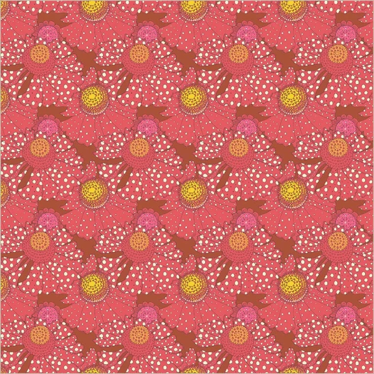 Polka Flower in Crimson | Sunshine by Sally Kelly | per 10cm