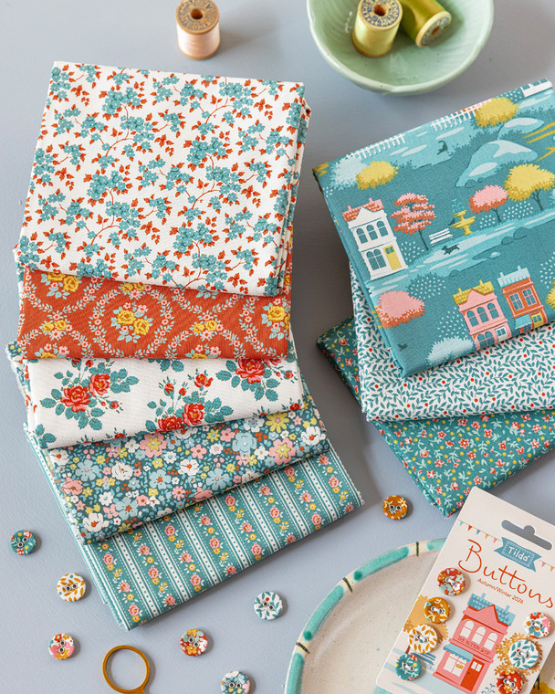 *** PRE SALE *** | Tilda Village Life Fat 1/4 Bundle in Teal x 8