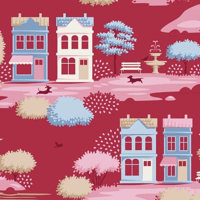 *** PRE SALE *** Village in Burgundy | Tilda Village Life | per 10cm