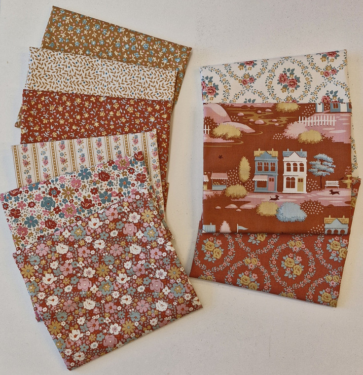 Tilda Village Life Fat 1/8th Bundle in Rust x 9