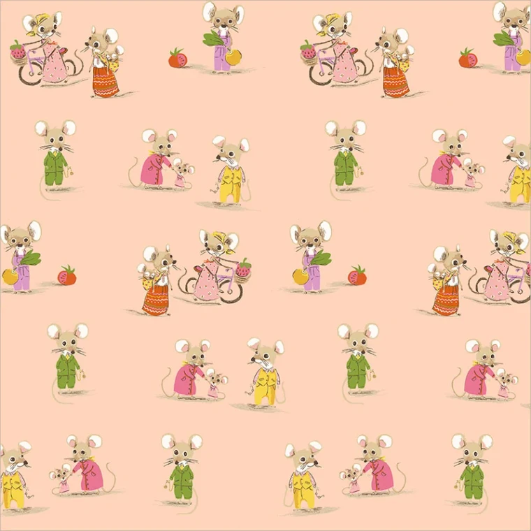 Country Mouse/City Mouse in Blush | Favorites by Heather Ross | per 10cm