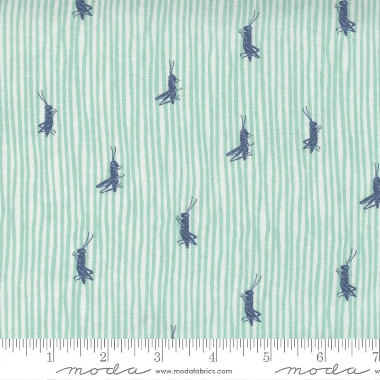 Grasshopper Stripe in Aqua | Garden Society by Crystal Manning | per 10cm