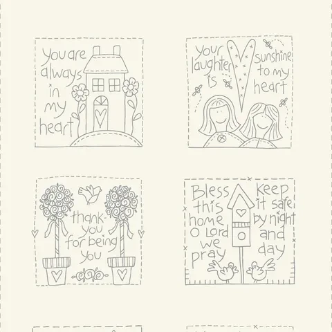 Sweet Sentiments Stitchery Panel | per 30cm panel