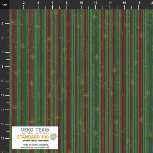 Metallic Snowflakes & Stripes in Multi/Gold | Snow Crystal by Stof | per 10cm