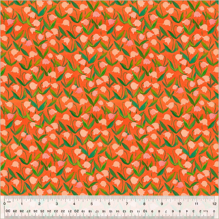 Flowerbed in Coral | By Hand by Heather Ross | per 10cm