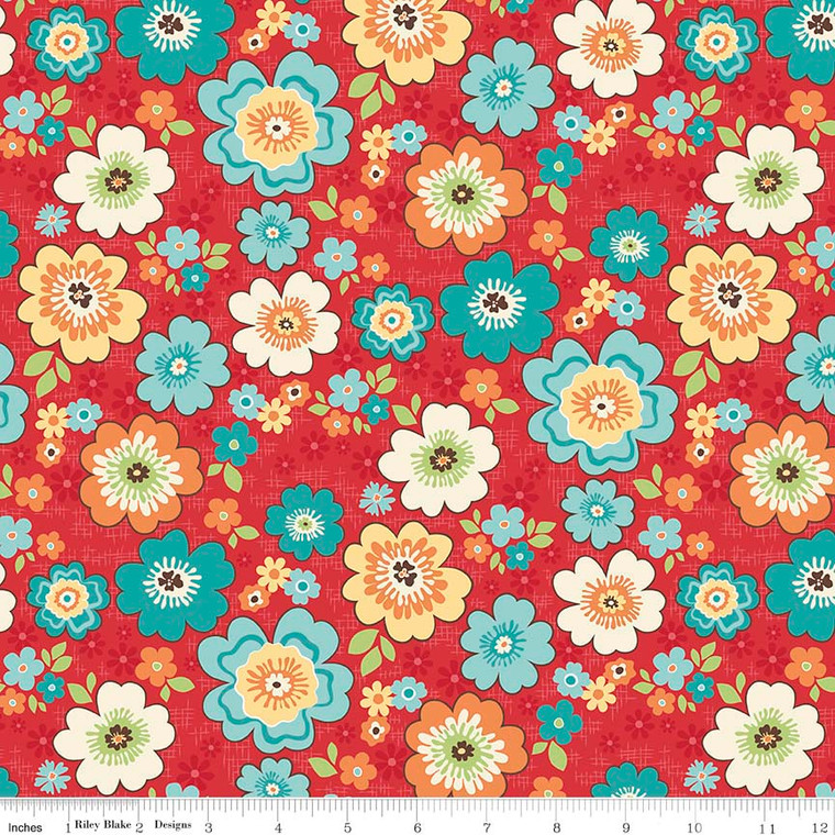 ROAD BLOSSOMS RED 1/2 Metre Length