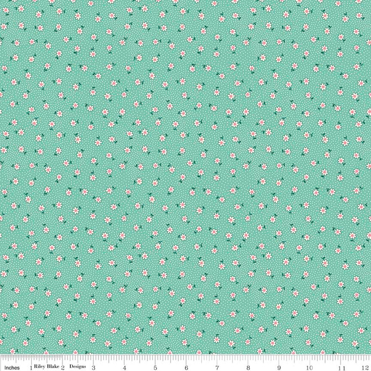 TOY DAISY TEAL 1/2 Metre Length
