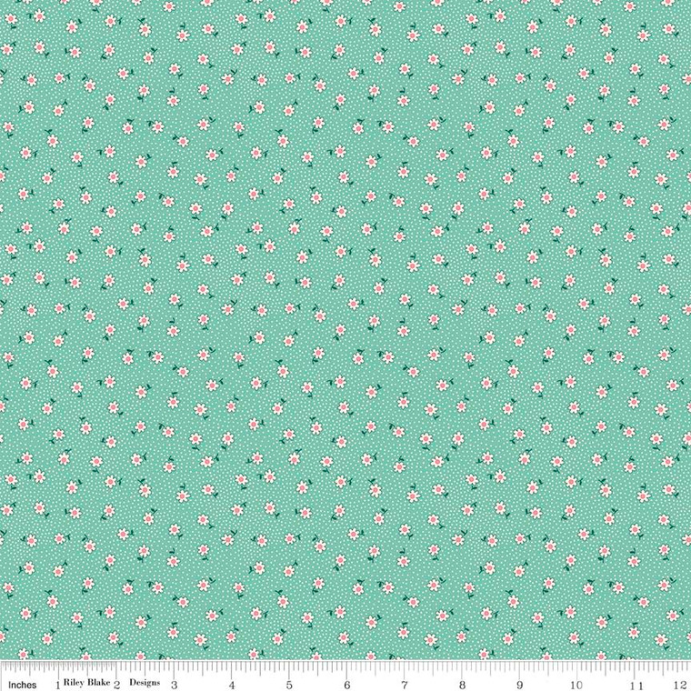 TOY DAISY TEAL 1/2 Metre Length