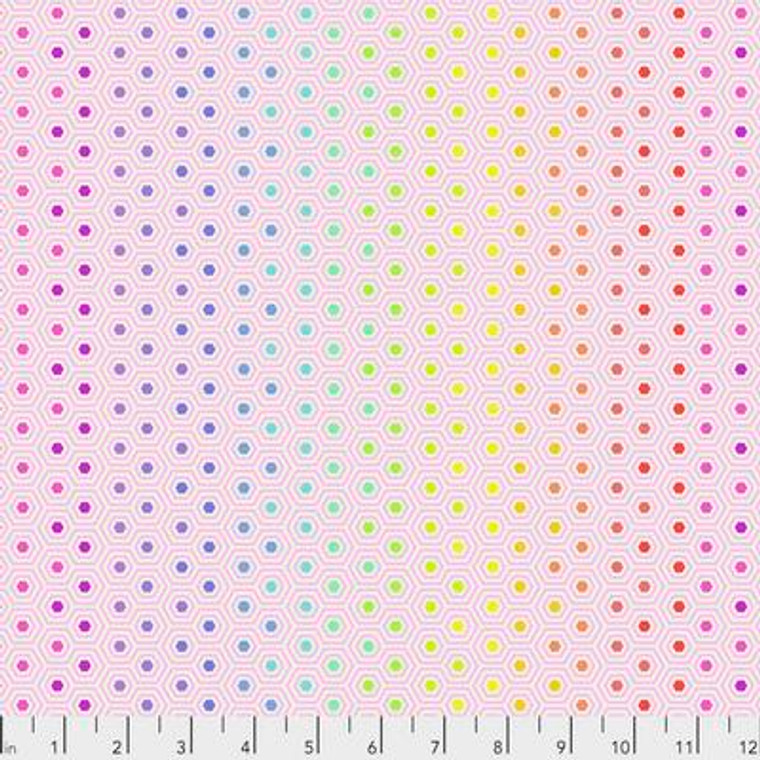 Hexy Rainbow  in Shell | True Colors by Tula Pink | per half metre